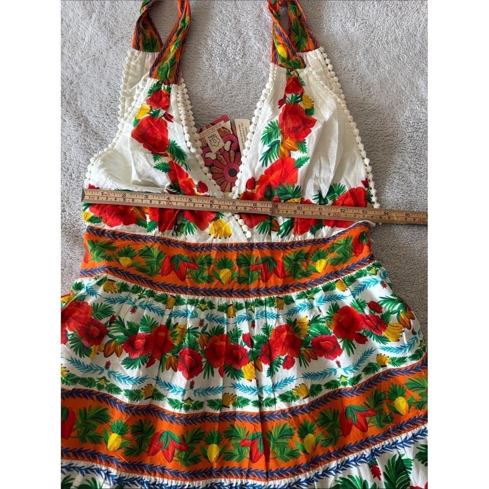 NWT Farm Rio X Anthropologie Tropical Floral 100% Cotton XS Tie Shoulder Boho - Picture 8 of 9